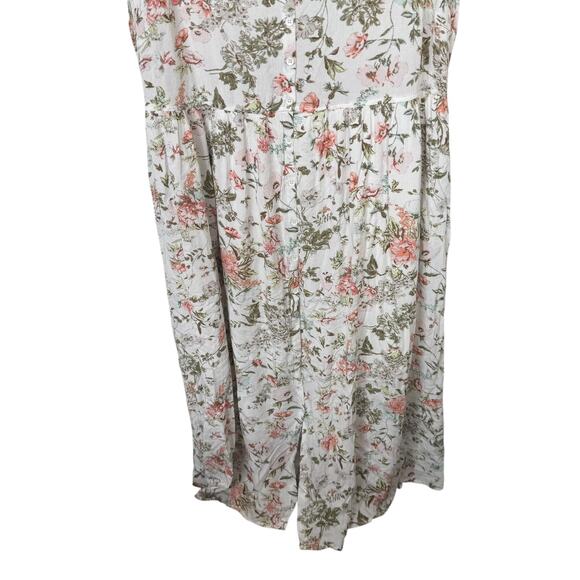 Frye Button Front Midi Dress Sleeveless Scoop Neck Floral Folk Garden Size XL - Picture 5 of 12